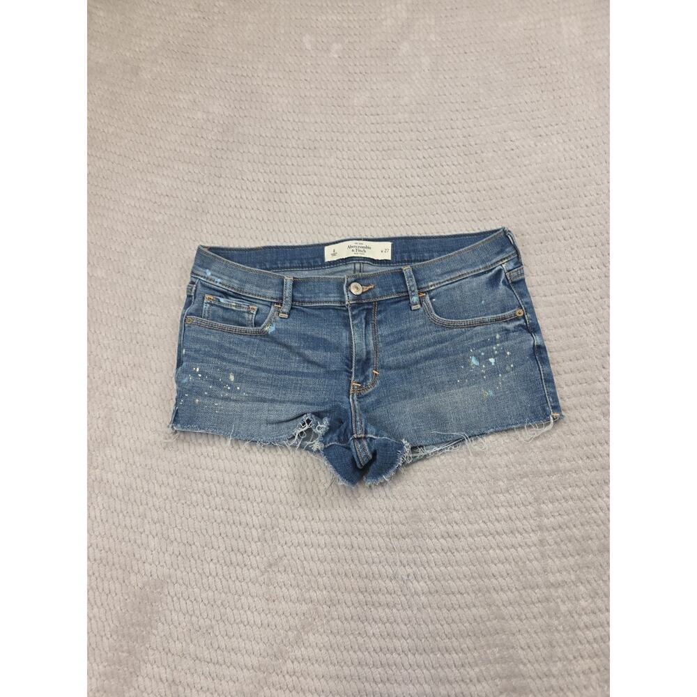 Abercrombie & Fitch Shorts Womens 4 Blue Jean Cut Off Paint Splatter